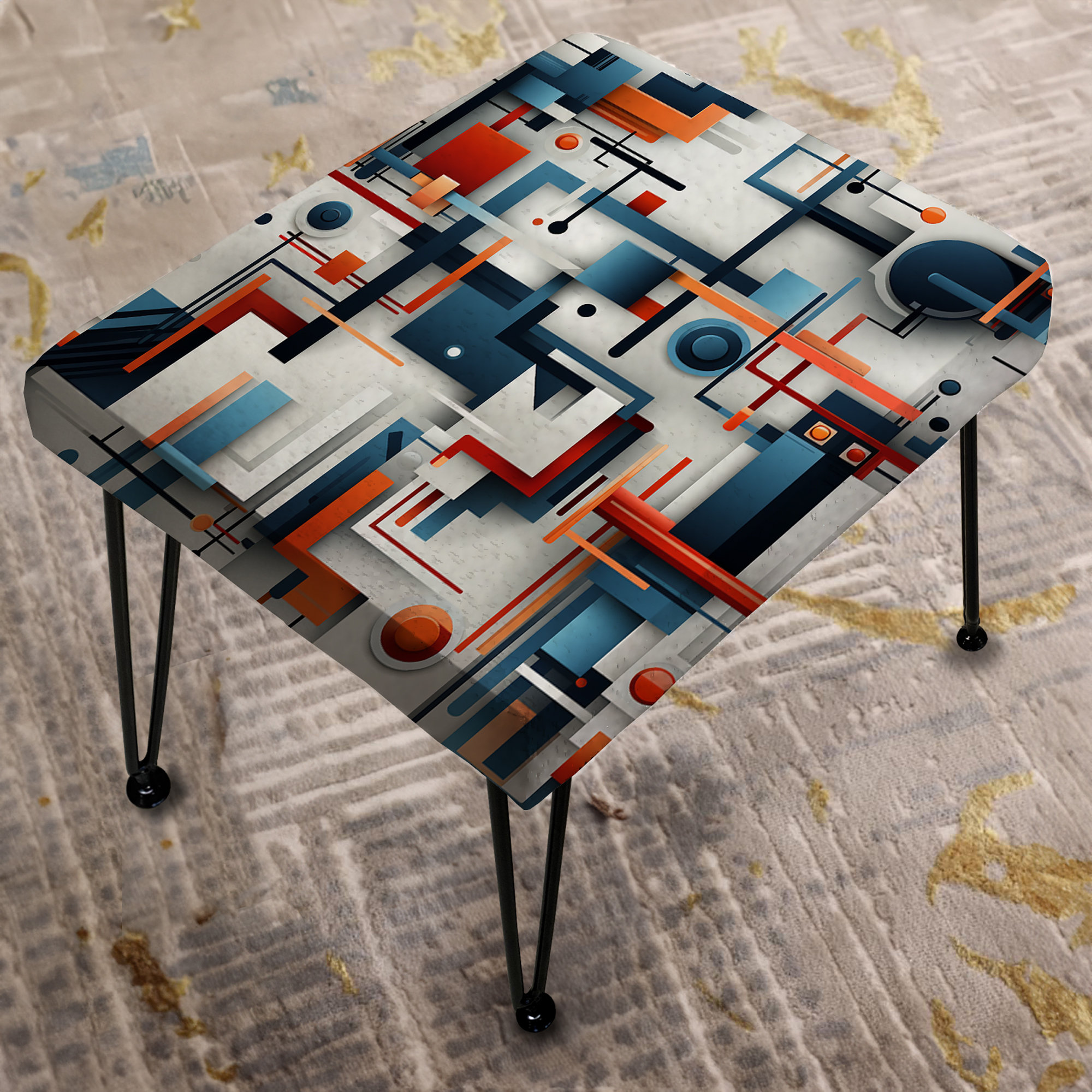 Design Art Blue Industrial Matrix Geometric Reflections